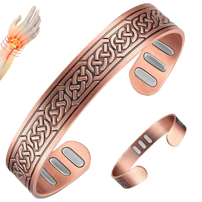 Vicmag Copper Magnetic Bracelet for Men 9X Powerful Magnets(Each 5000 Gauss), 99.99% Pure Copper(Ax)